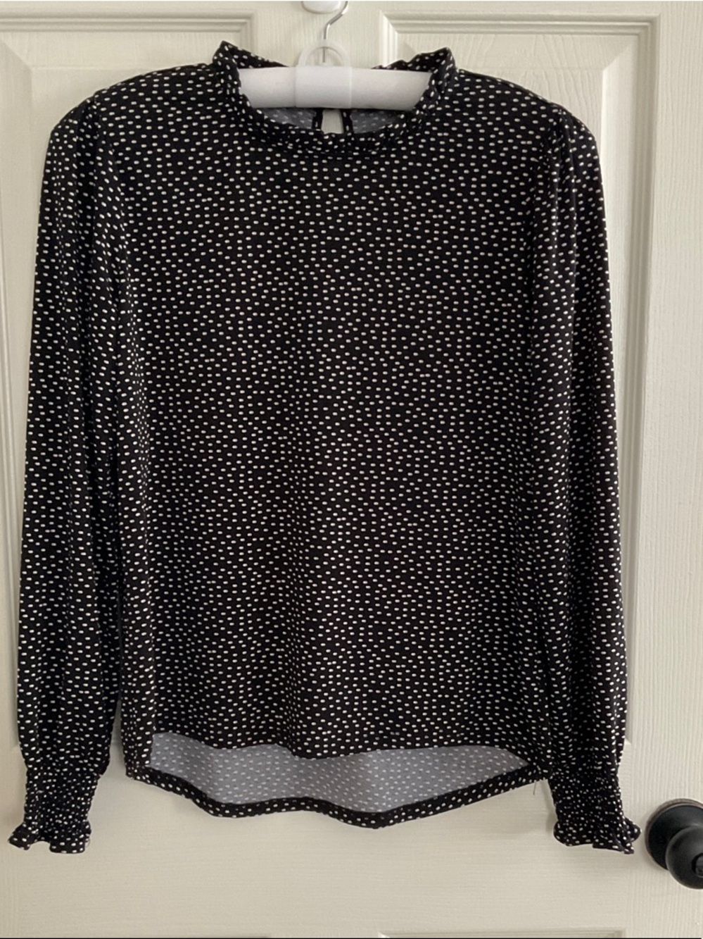 Adrianna Papell Black with White Dot Long-Sleeve Top